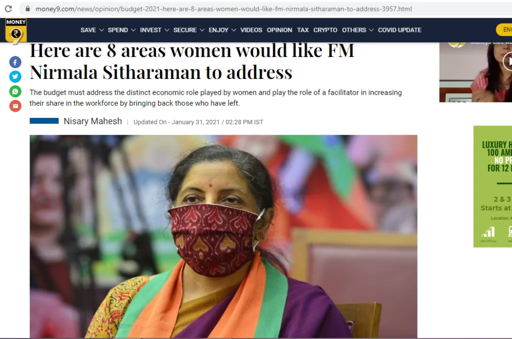 8 Areas Women would like FM Nirmala Sitharaman to Address